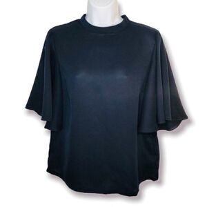 TCEC Wing Sleeve Chiffon Blouse Classic Navy Blue M